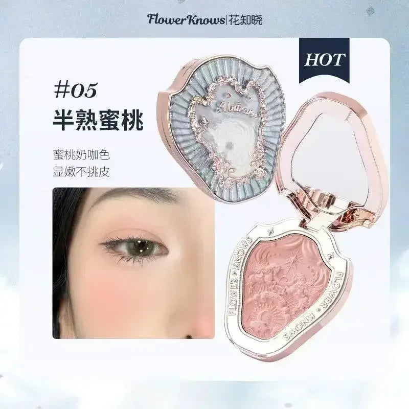 Flower Knows Moonlight Mermaid Gradient Blush Palette Long Lasting Matte Natural Brightening Multi-Color Combo Blush Makeup