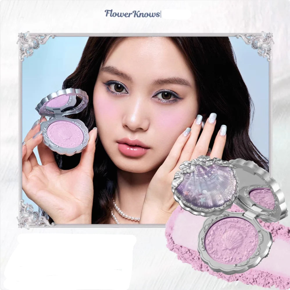 Flower Knows Shell's Jewel Collection Silk Satin Blush 5g Highlight Hybrid Colorful pearls, as soft as silk Beachy glow Makeup