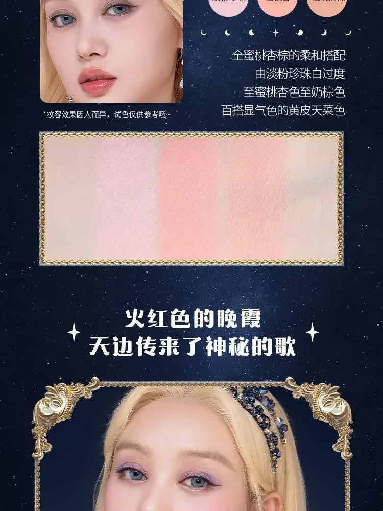 Flower Knows Moonlight Mermaid Gradient Blush Palette Long Lasting Matte Natural Brightening Multi-Color Combo Blush Makeup
