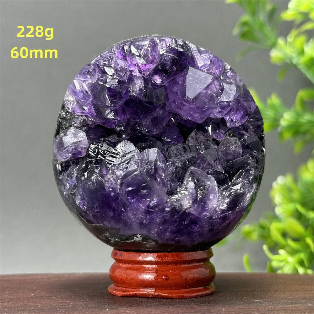 Natural Amethyst Crystal Sphere - Healing Energy Ball for Meditation, Aura Cleanse, Home Decor, Feng Shui, Gemstone Gift