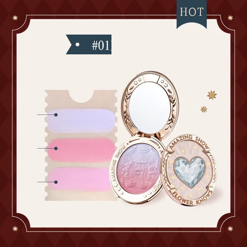 Flower Knows Blush Makeup Flower Knowing Circus Blue Purple Gradient Blusher Matte Natural Glow Face Powder Blushes 5g/0.17OZ