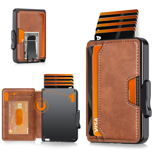 Slim Pop-Up Wallet RFID Blocking for Men with Card Holder