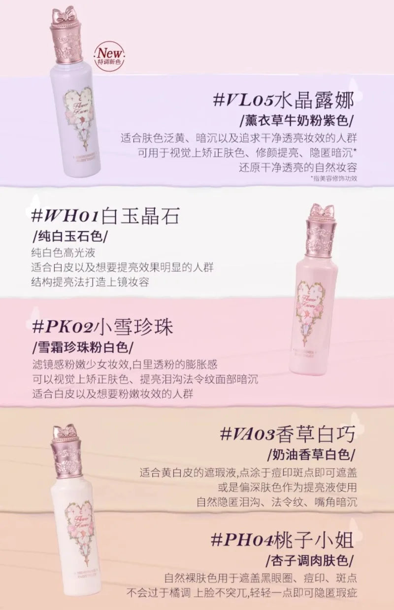 Flower Knows Midsummer Fairytales Brightening Concealer Set Liquid Under Eye Makeup Natural Coverage,Lightweight,Conceals 5pcs