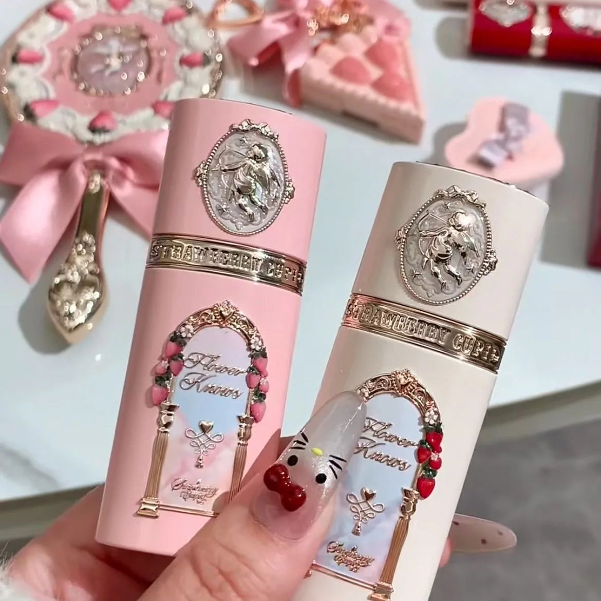 Flower Knows Makeup Blush Concealer Sets Strawberry Cupid Collection Liquid Blushes For Cheek 6pcs Kit Matte Finish Long Lasting