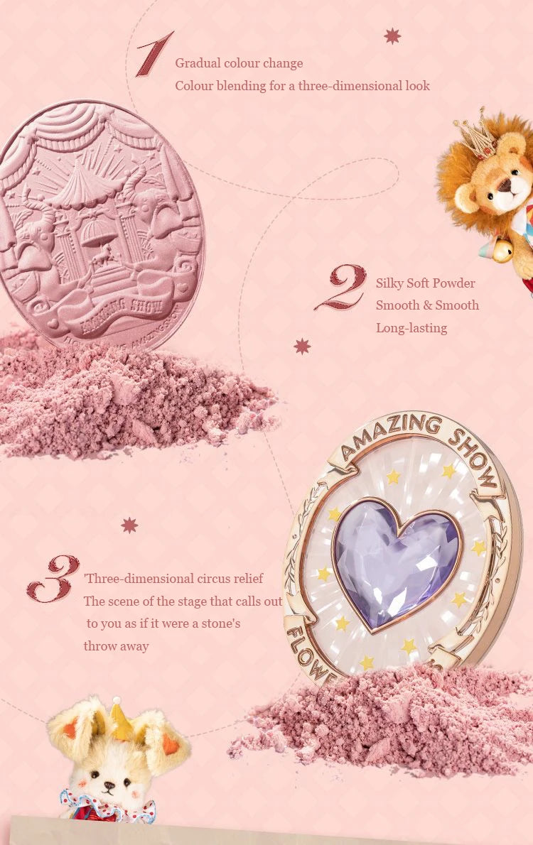 Flower Knows Blush Makeup Flower Knowing Circus Blue Purple Gradient Blusher Matte Natural Glow Face Powder Blushes 5g/0.17OZ