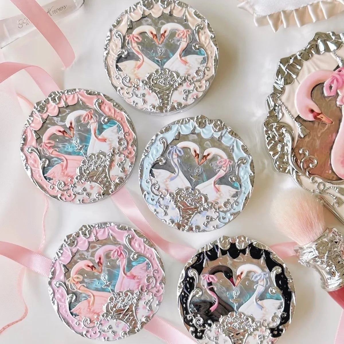 Flowerknows Swan Ballet Series Embossed Blush Palette Cute Makeup Korean Long Lasting Waterproof Face Blushes