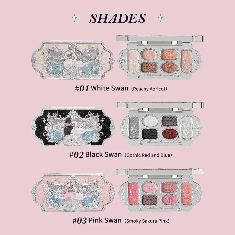 Flower Knows Makeup Sets Swan Ballet Eyeshadow Palette Matte Glow Shimmer Powder Blush Moisturizing Lipstick Highlighter Kit