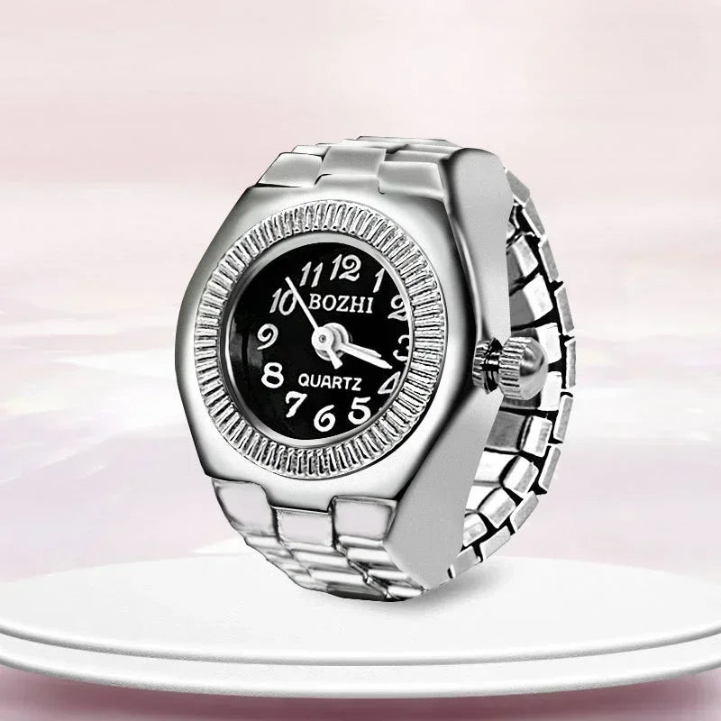 Vintage Punk Mini Watch Ring – Unique Quartz Timepiece for Men & Women | Stylish Retro Finger Accessory