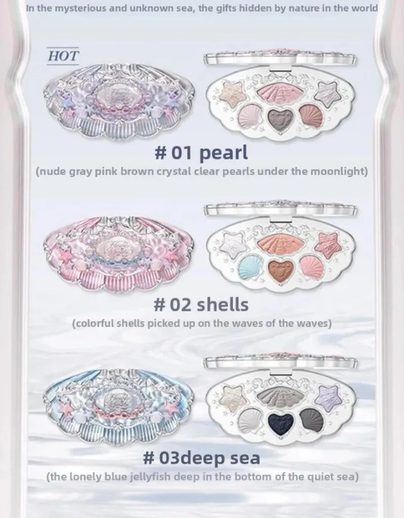 Flower Knows Shell Jewel Collection Professional Makeup Gift Set Eyeshadow Blush Lip Glaze Setting Powder Correcting Primer Kit