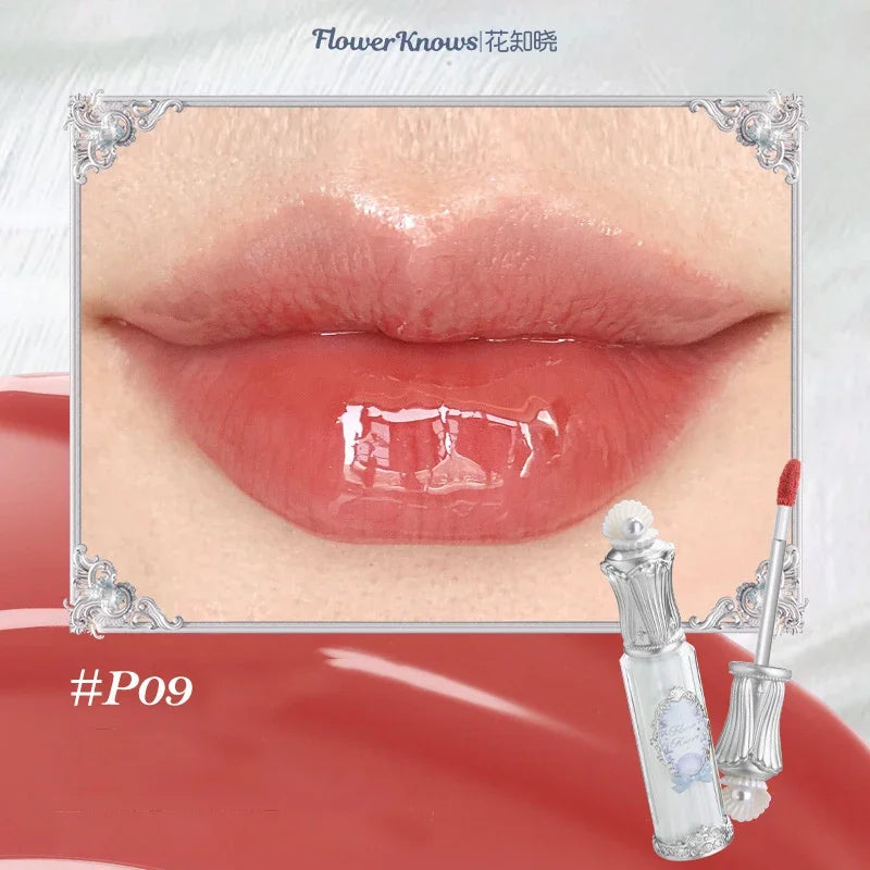 Flower Knows Midsummer Night Series Mirror Lip Gloss Film-forming Lip Balm Moisturizing Long Lasting Non-sticky ALL Lips Makeup