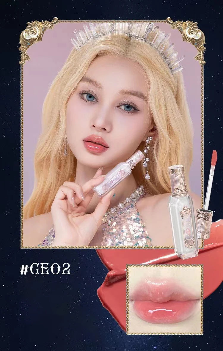 Flower Knows Moonlight Mermaid Series Jewelry Lip Glaze Moisturizing Non-sticky Glossy mirror surface Hydrating Long-lasting