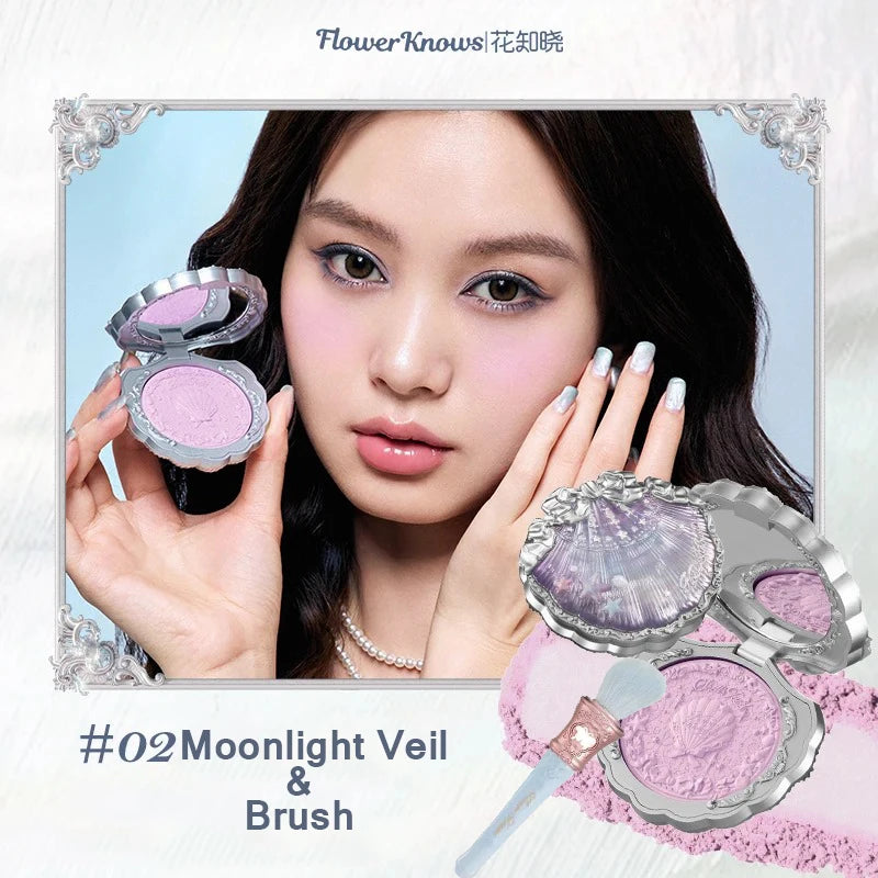 Makeup Flowerknows Shell Pearl Collection Silk Satin Blusher Lightweight Highly Pigmented Blush Powder Long Lasting Face Blushes