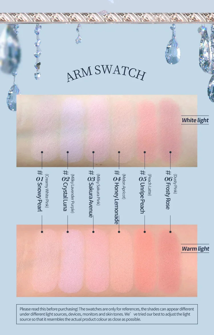 Flower Knows Embossed Blush Natural Cheek Blusher Matte Finish Cruelty-Free Powder Blush Makeup Matte Finish