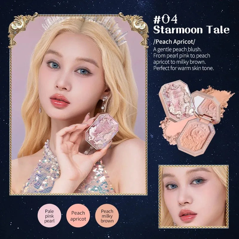 Flower Knows Moonlight Mermaid Cheek Blush Powder Gradient Blusher in Matte Finish Vegan Cruelty Free Private Label Makeup
