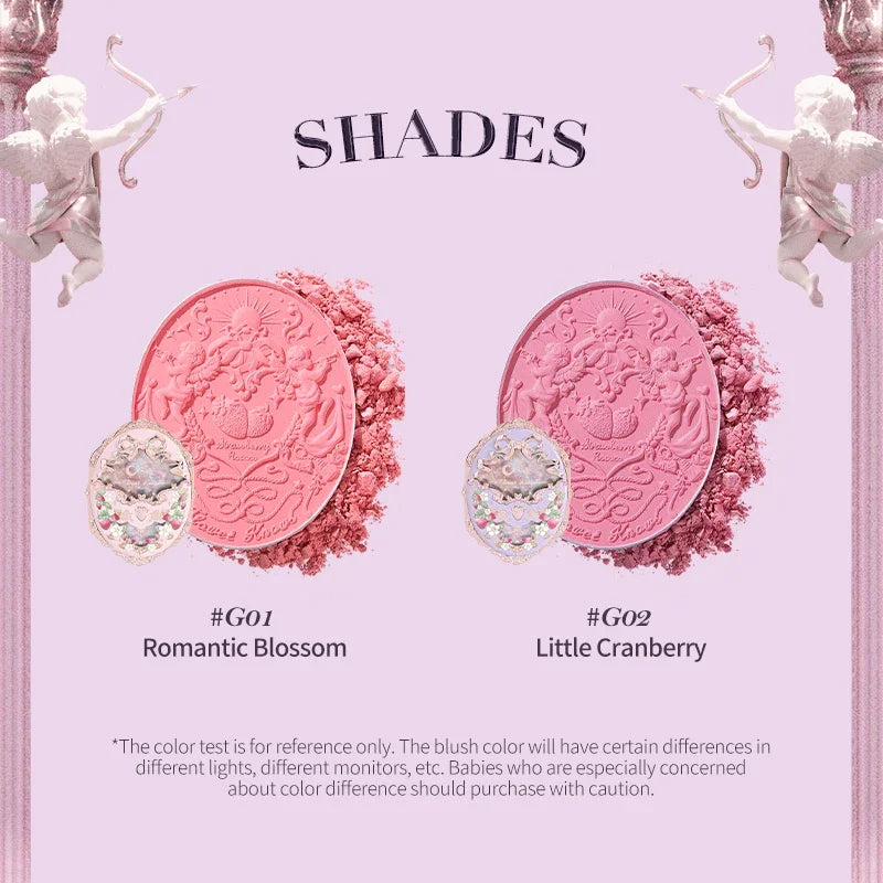 Flower Knows Makeup Strawberry Rococo Violet Series Embossed Blush Palette Lightweight, Smooth,Long-lasting Face Enhancing
