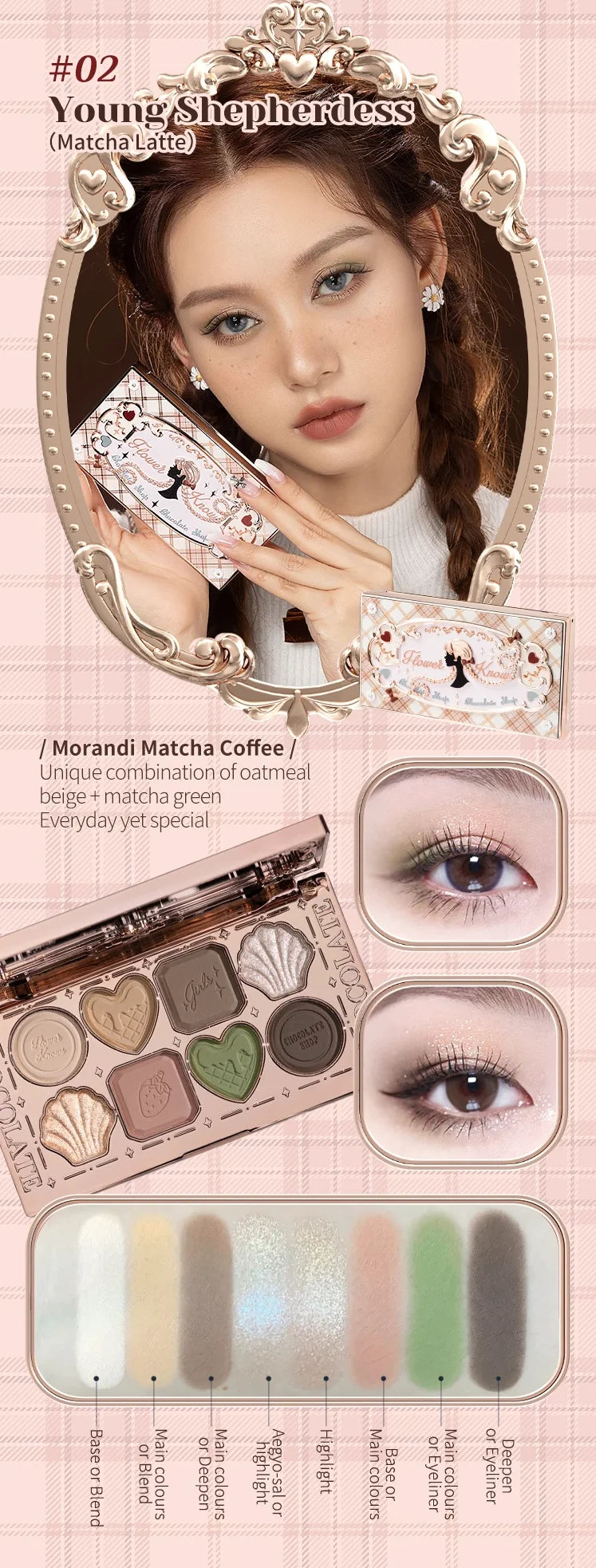 Flower Knows Chocolate Series All In Makeup Set Eyeshadow Palette Matte Lip Mud Blush Long Lasting Black Mascara Cream Original