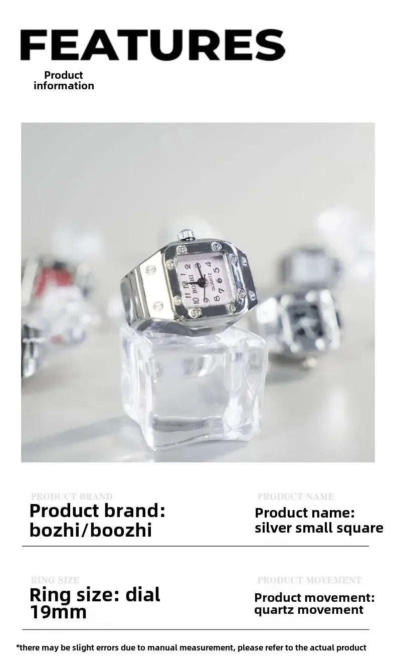 Vintage Punk Mini Watch Ring – Unique Quartz Timepiece for Men & Women | Stylish Retro Finger Accessory