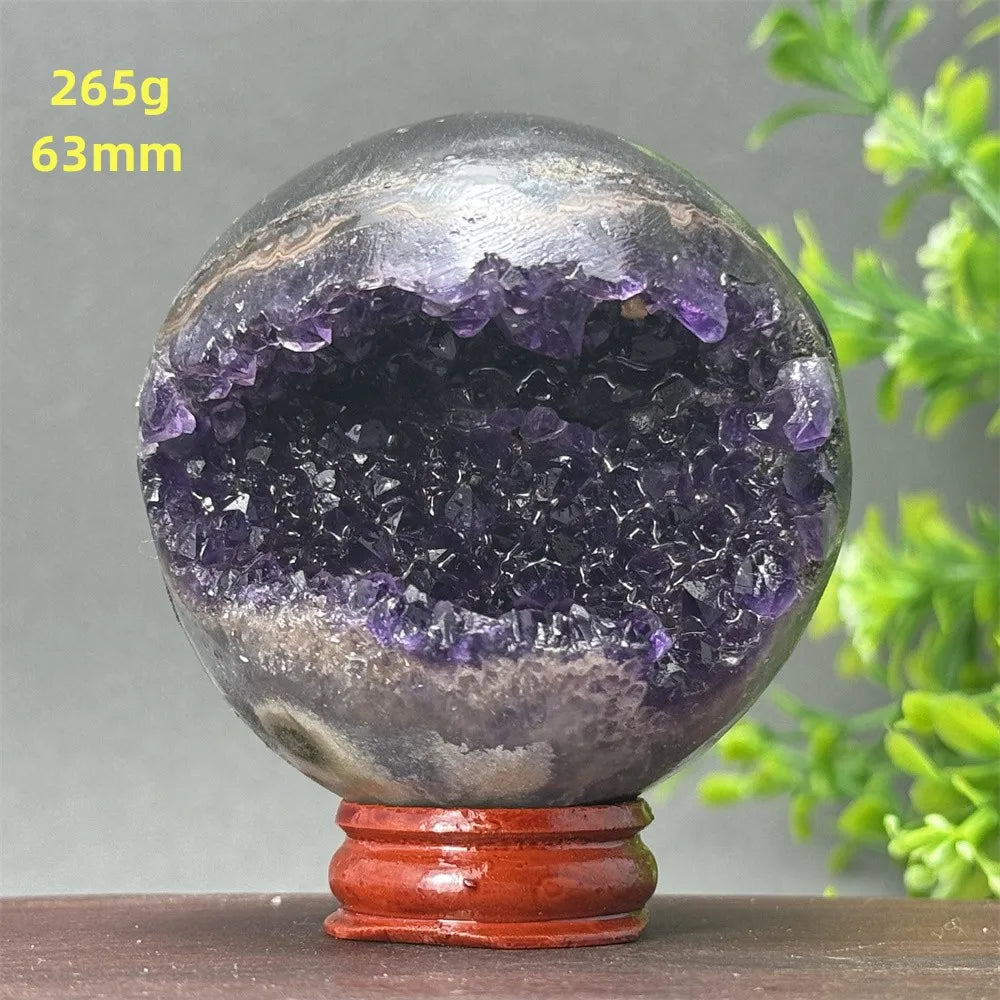 Natural Amethyst Crystal Sphere - Healing Energy Ball for Meditation, Aura Cleanse, Home Decor, Feng Shui, Gemstone Gift