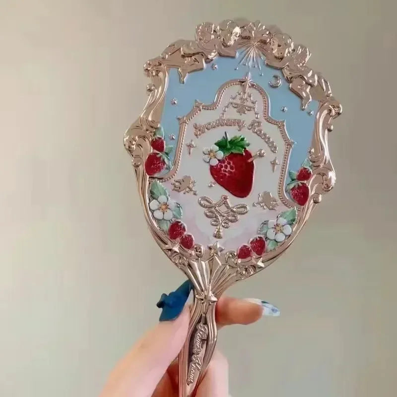 Flower Knows Little Angel Series Hand Holding Mirror 3 Types Exquisite Relief Makeup Tools