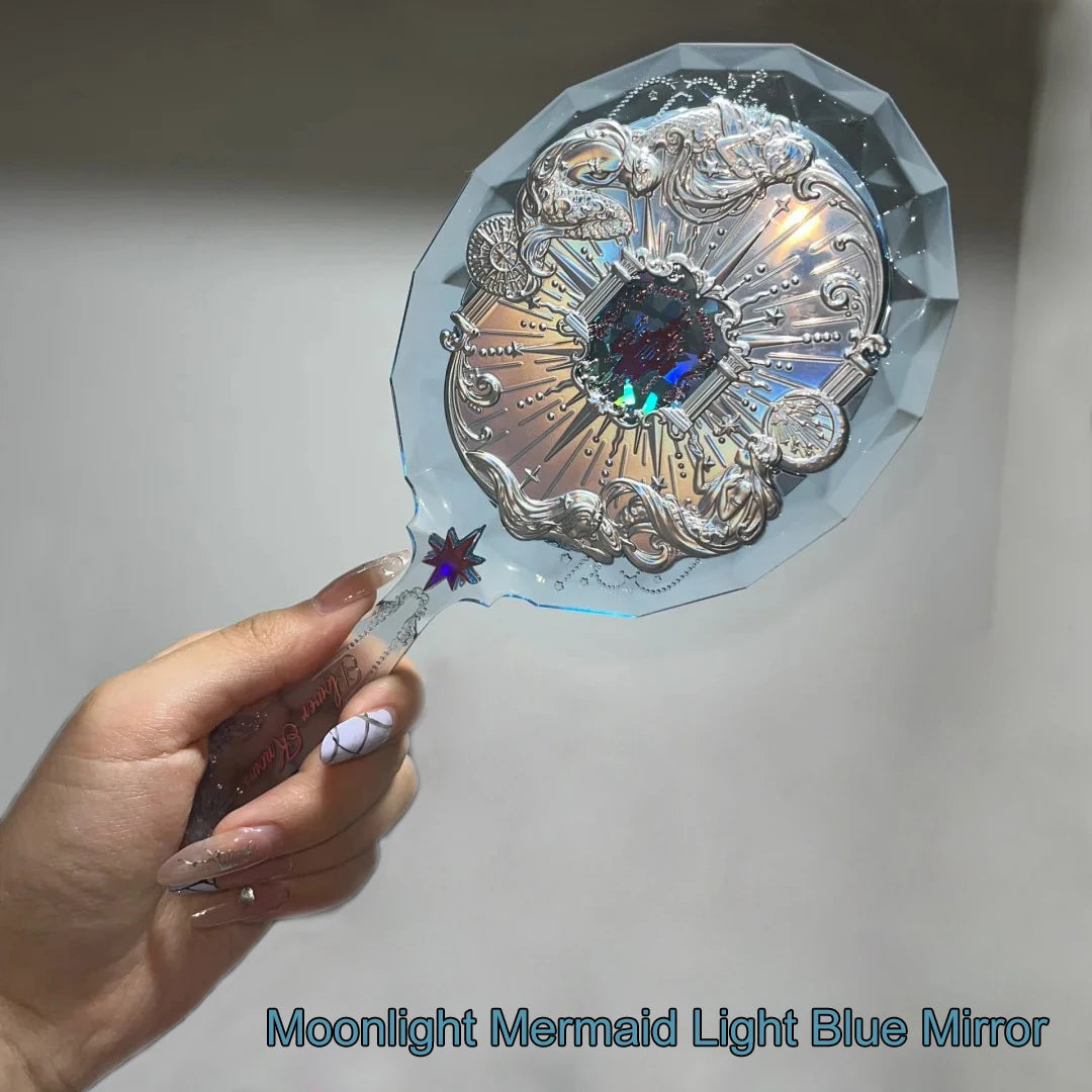 Mirror Moonlight Mermaid Collection Handheld Limited Edition Mirror White, Blue, Pink, and Chocolate Fairy Design