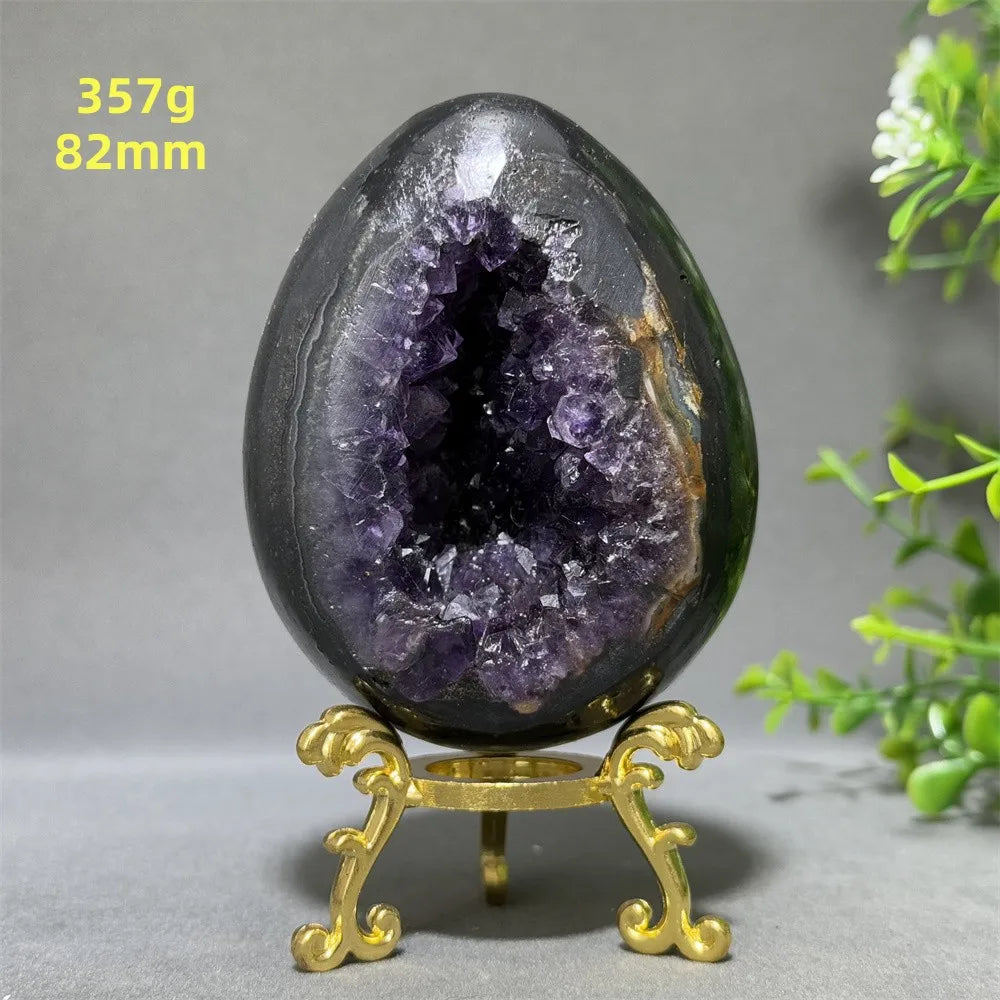 Natural Amethyst Cluster Dinosaur Egg – Quartz Crystal Cave for Spiritual Energy, Healing & Home Decoration