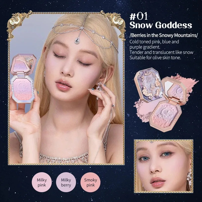 Flower Knows Moonlight Mermaid Cheek Blush Powder Gradient Blusher in Matte Finish Vegan Cruelty Free Private Label Makeup