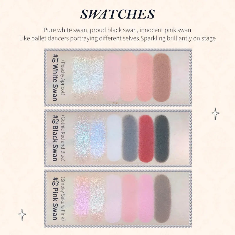 Flower Knows Makeup Sets Swan Ballet Eyeshadow Palette Matte Glow Shimmer Powder Blush Moisturizing Lipstick Highlighter Kit