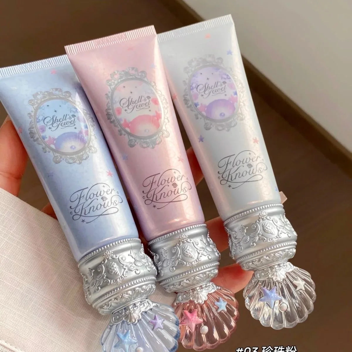 Makeup Flower Knows Shell Pearl Collection Primer Coloring Makeup Base Face Milk Brightening and Holding Make Up Concealer