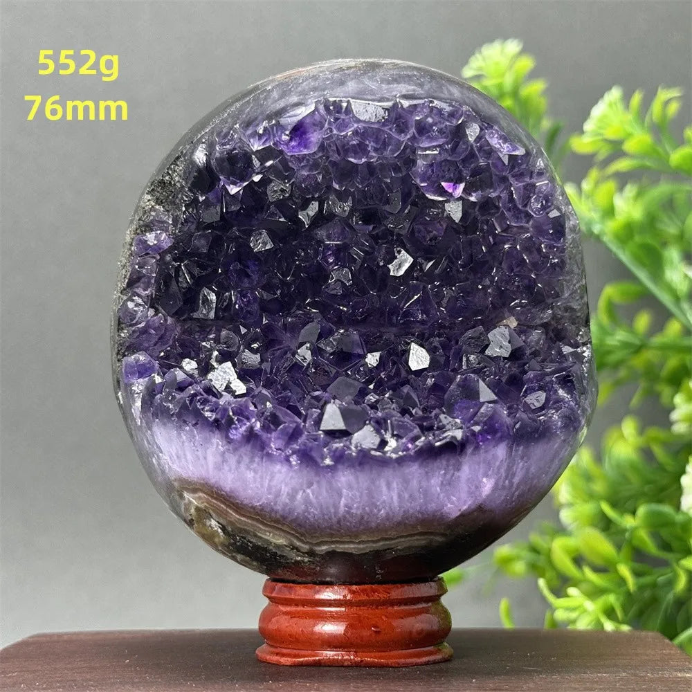 Natural Amethyst Crystal Sphere - Healing Energy Ball for Meditation, Aura Cleanse, Home Decor, Feng Shui, Gemstone Gift