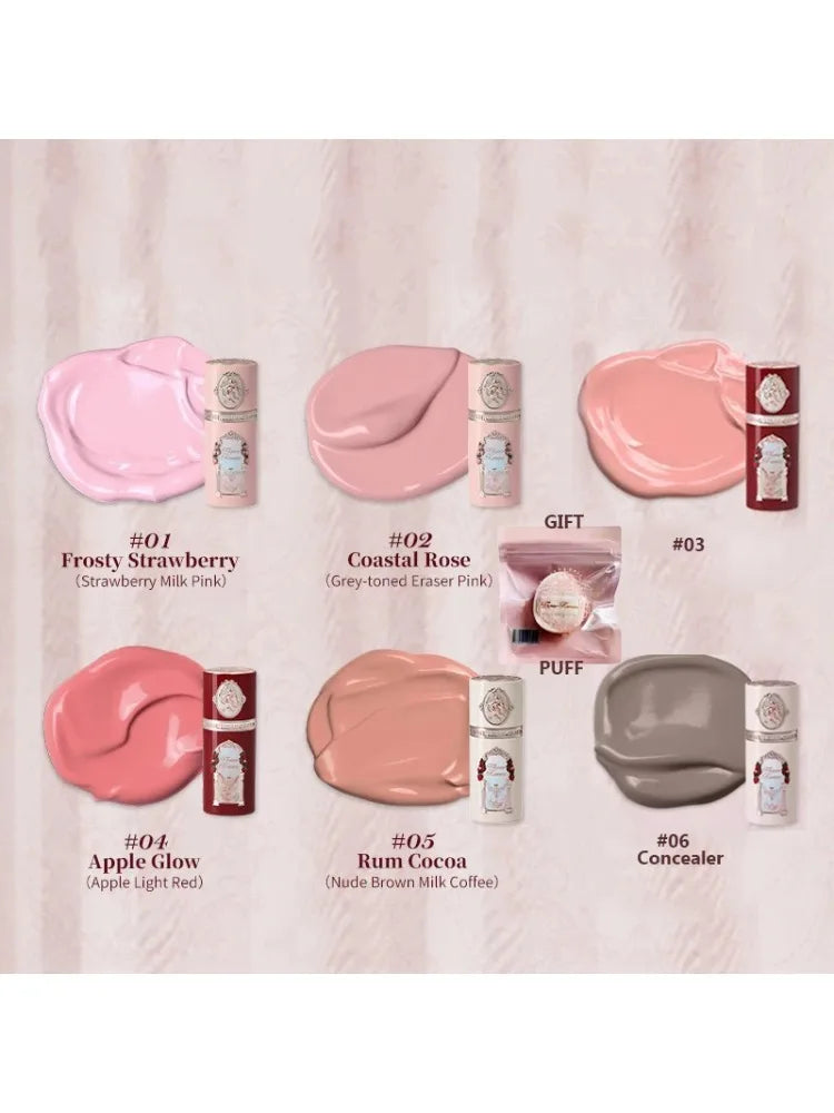Flower Knows Makeup Blush Concealer Sets Strawberry Cupid Collection Liquid Blushes For Cheek 6pcs Kit Matte Finish Long Lasting