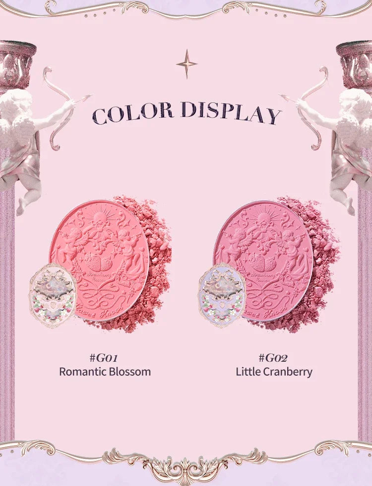 Flower Knows Makeup Strawberry Rococo Violet Series Embossed Blush Palette Lightweight, Smooth,Long-lasting Face Enhancing