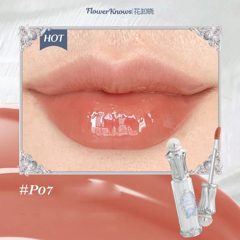 Flower Knows Midsummer Night Series Mirror Lip Gloss Film-forming Lip Balm Moisturizing Long Lasting Non-sticky ALL Lips Makeup