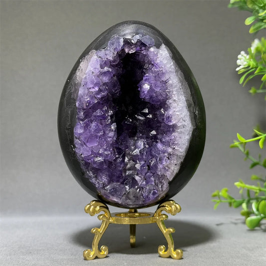 Natural Amethyst Cluster Dinosaur Egg – Quartz Crystal Cave for Spiritual Energy, Healing & Home Decoration