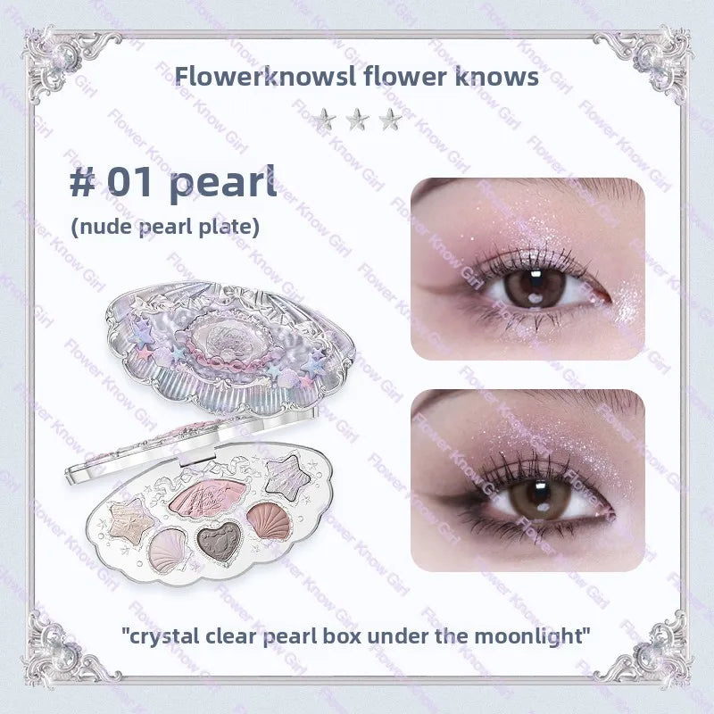 Flower Knows Swan Ballet Eyeshadow Palette Matte Fine Shimmer Pearl Face Palette 6 Colour Glitter Eye Shadow