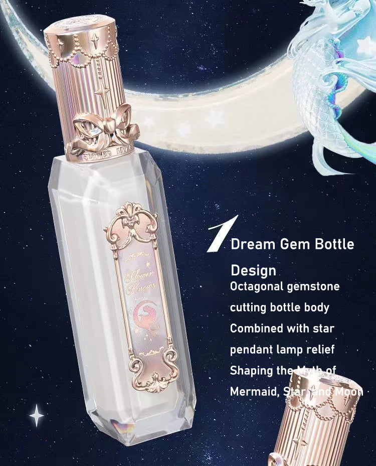 Flower Knows Moonlight Mermaid Series Jewelry Lip Glaze Moisturizing Non-sticky Glossy mirror surface Hydrating Long-lasting