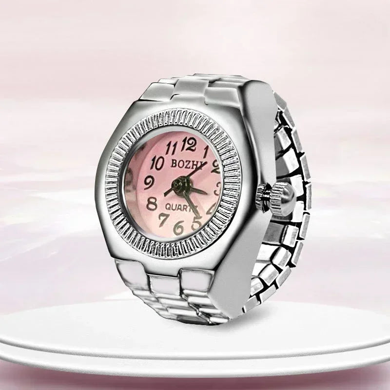 Vintage Punk Mini Watch Ring – Unique Quartz Timepiece for Men & Women | Stylish Retro Finger Accessory
