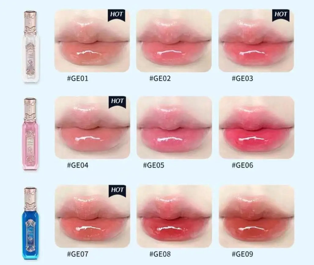 Flower Knows Moonlight Mermaid Series Jewelry Lip Glaze Moisturizing Non-sticky Glossy mirror surface Hydrating Long-lasting