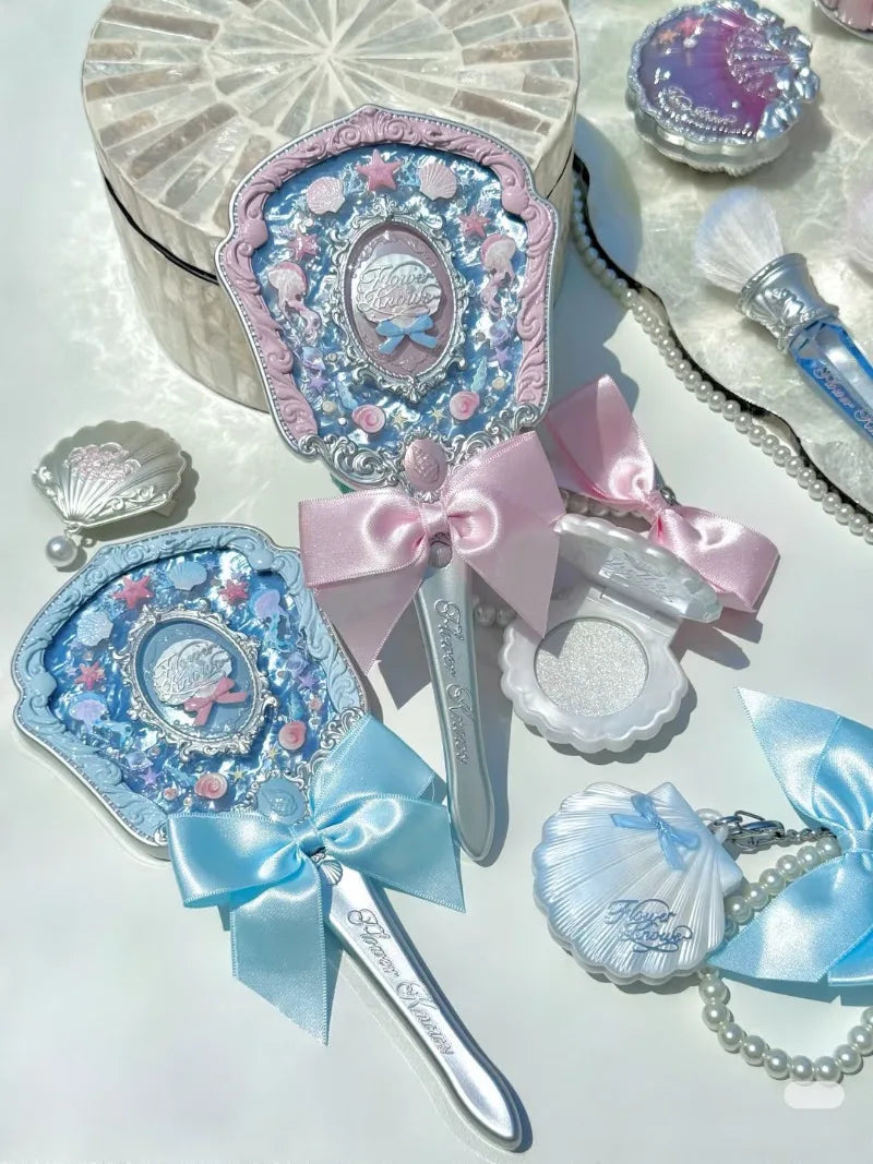 Flowerknows Makeup Hand  Shell Pearl Collection Makeup Mirrors High Beauty Portable Hand Mirror