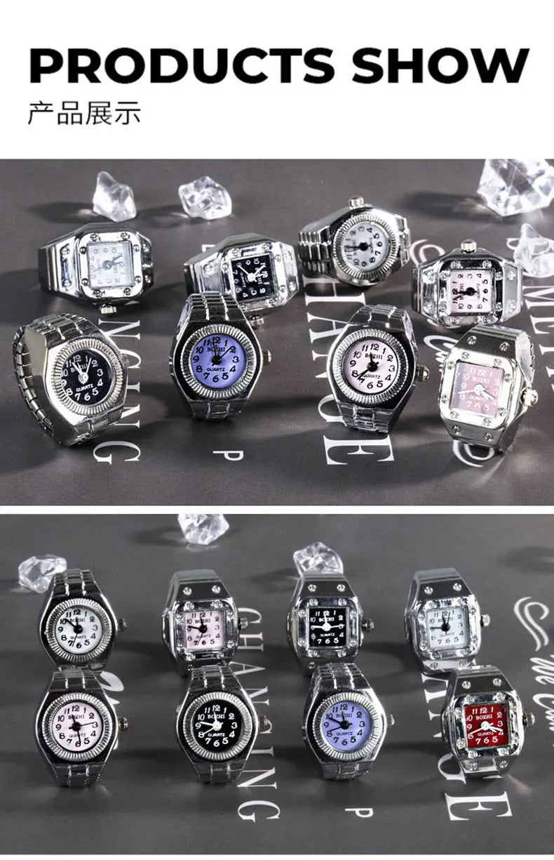 Vintage Punk Mini Watch Ring – Unique Quartz Timepiece for Men & Women | Stylish Retro Finger Accessory