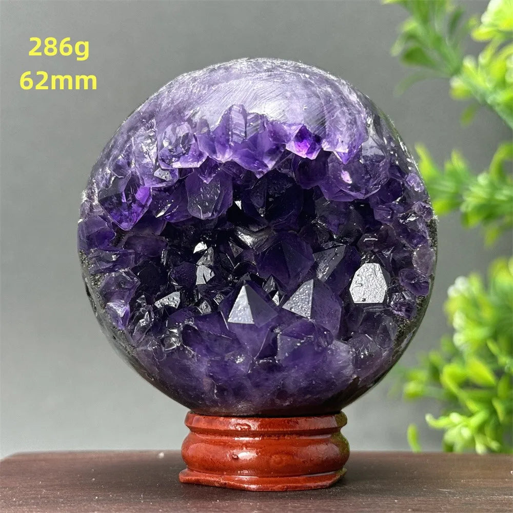 Natural Amethyst Crystal Sphere - Healing Energy Ball for Meditation, Aura Cleanse, Home Decor, Feng Shui, Gemstone Gift