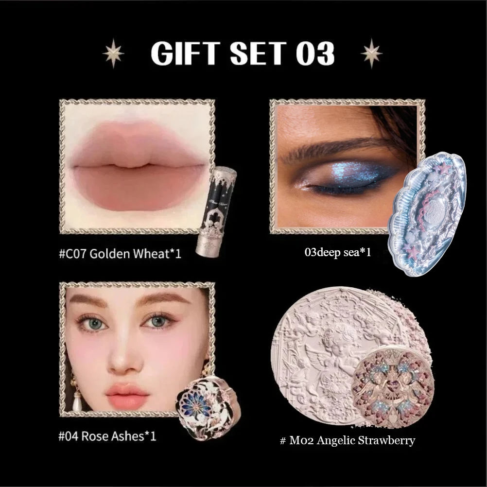 Flower Know Little Angel Collection Makeup Gift Box Eyeshadow Blush Cream Matte Lipstick Highlighter Full Kit All In One