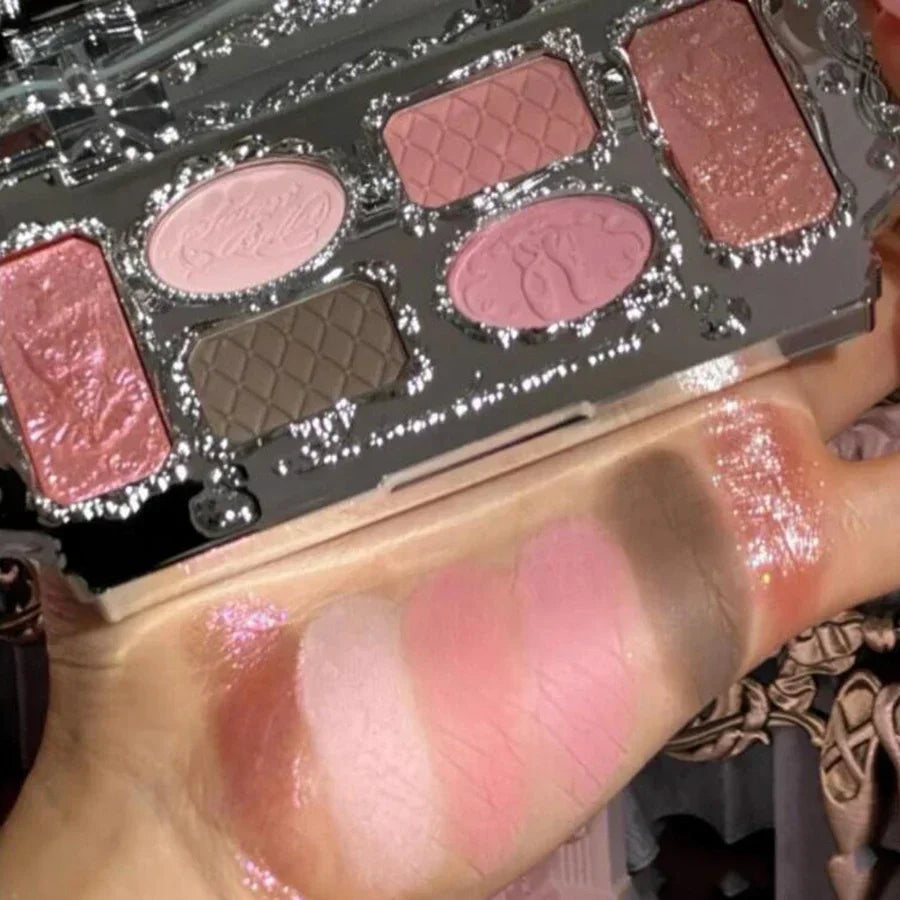 Flower Knows Swan Ballet Eyeshadow Palette Matte Fine Shimmer Pearl Face Palette 6 Colour Glitter Eye Shadow