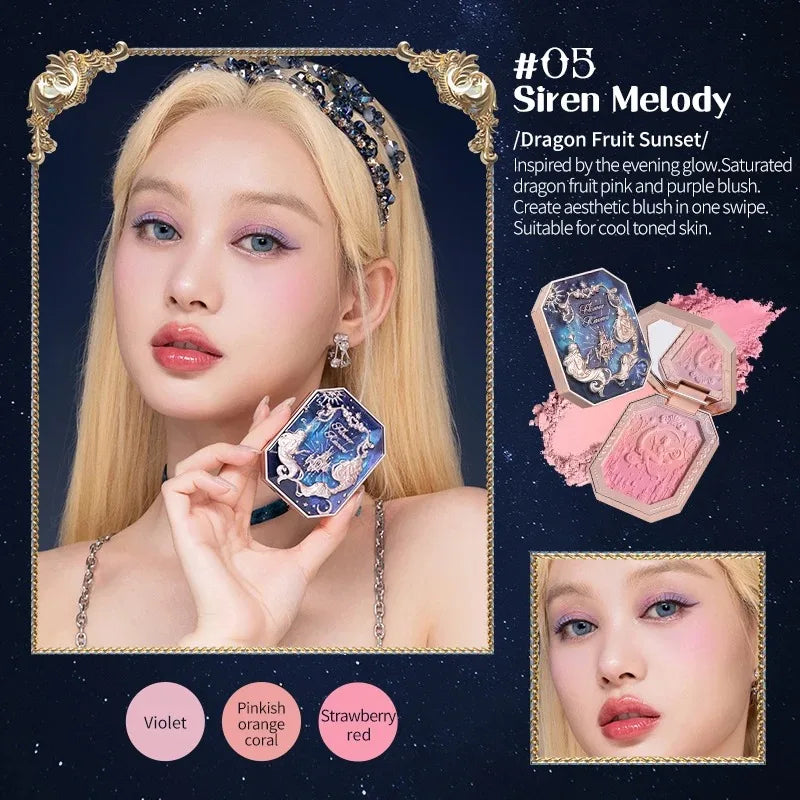 Flower Knows Moonlight Mermaid Cheek Blush Powder Gradient Blusher in Matte Finish Vegan Cruelty Free Private Label Makeup