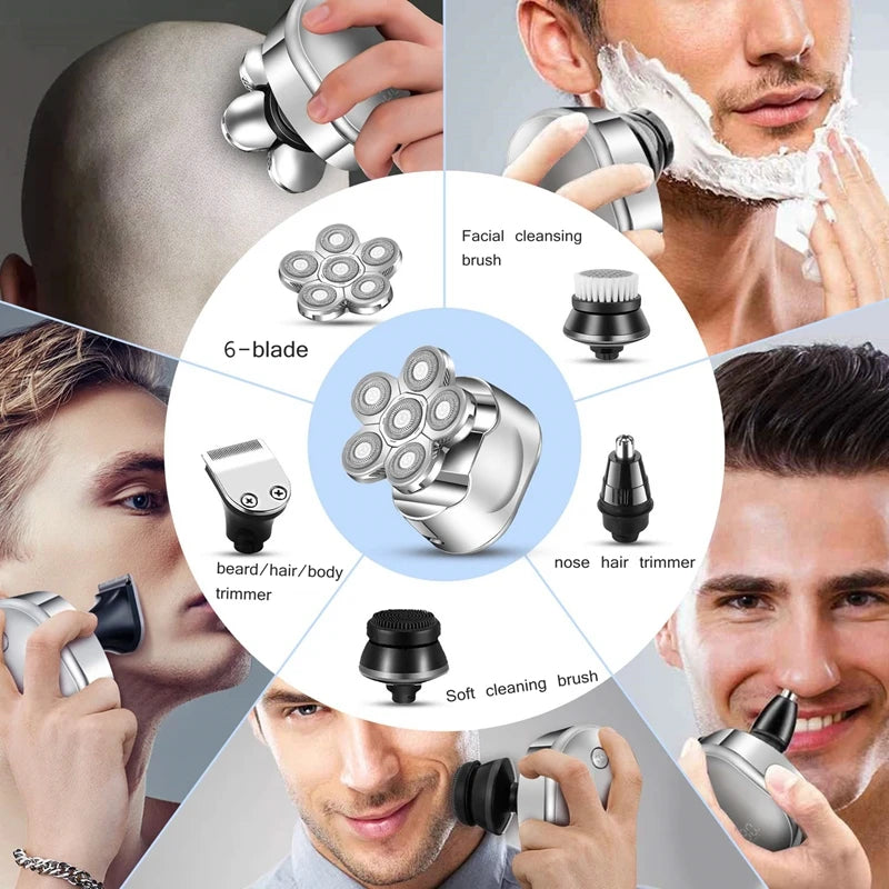 Electric Shaver Kit Men 5in1Wet DryRazor Beard Trimmer Digital Display Face Body Shaving Tool