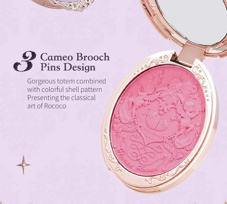 Flower Knows Makeup Strawberry Rococo Violet Series Embossed Blush Palette Lightweight, Smooth,Long-lasting Face Enhancing