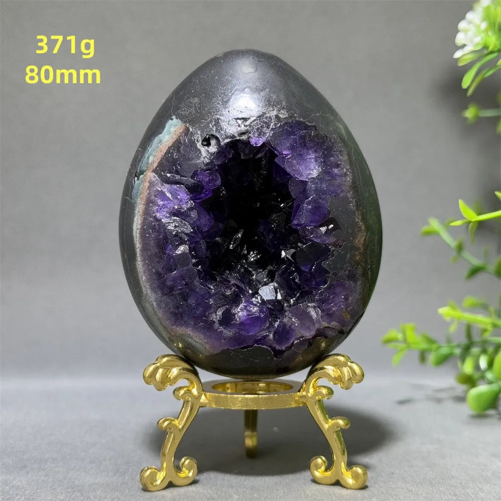 Natural Amethyst Cluster Dinosaur Egg – Quartz Crystal Cave for Spiritual Energy, Healing & Home Decoration