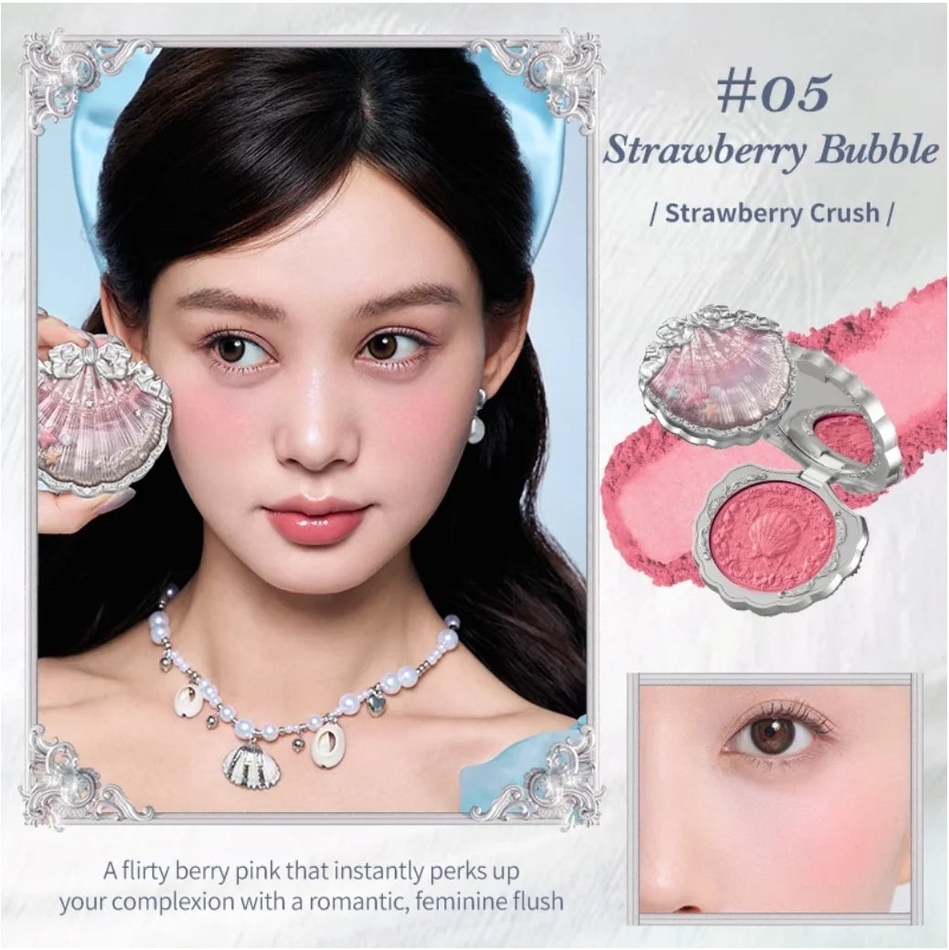 Flower Knows Shell's Jewel Collection Silk Satin Blush 5g Highlight Hybrid Colorful pearls, as soft as silk Beachy glow Makeup