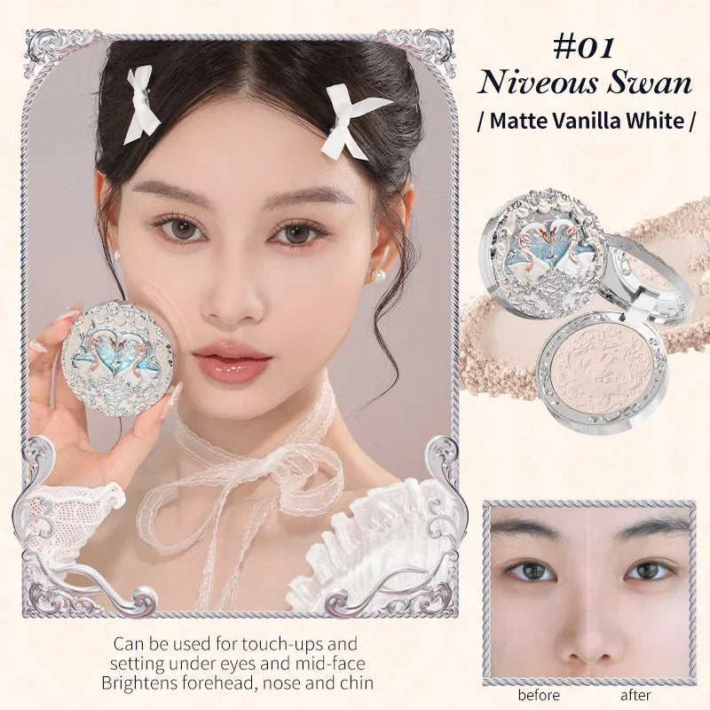 Flowerknows Swan Ballet Series Embossed Blush Palette Cute Makeup Korean Long Lasting Waterproof Face Blushes