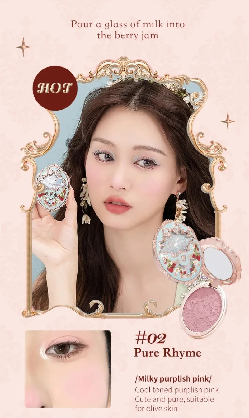 Flower Knows Strawberry Rococo Series Embossed Blush 5g Blush Powder Berry Mary Blusher Palette Makeup Profesional