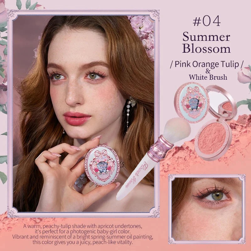 Makeup Flowerknows Shell Pearl Collection Silk Satin Blusher Lightweight Highly Pigmented Blush Powder Long Lasting Face Blushes